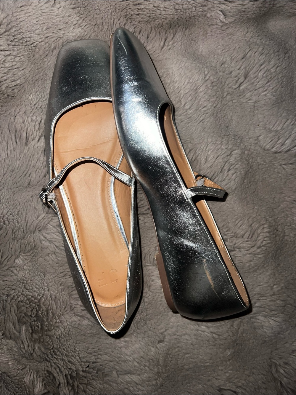 Women's Silver Mary Jane Flats
